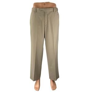 Kenneth Cole Men's Brown Pleated Straight Chino Khaki Trousers Dress Pants 33x32